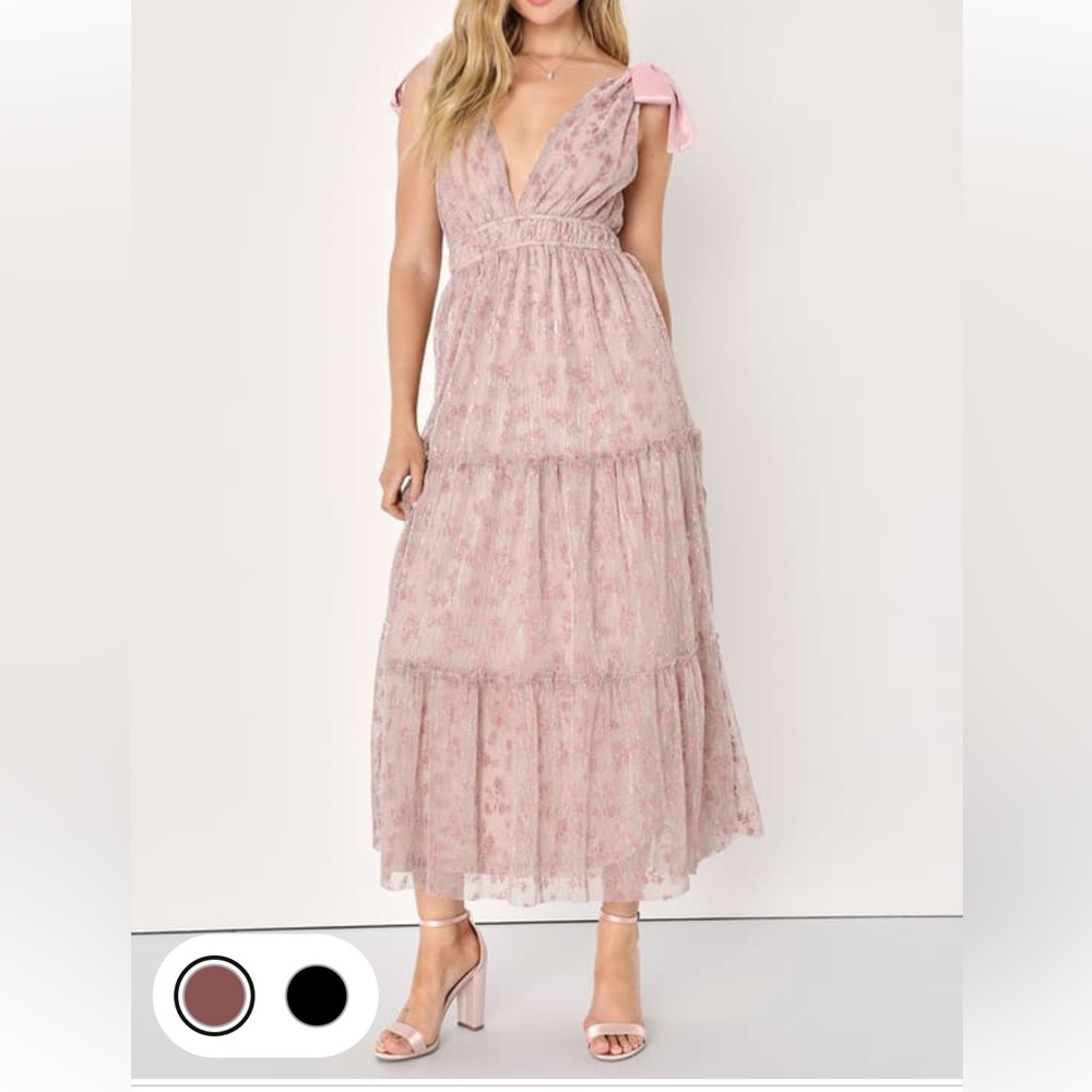 LULUS Guest List Pink Floral
Lurex Tie-Strap Maxi Dress